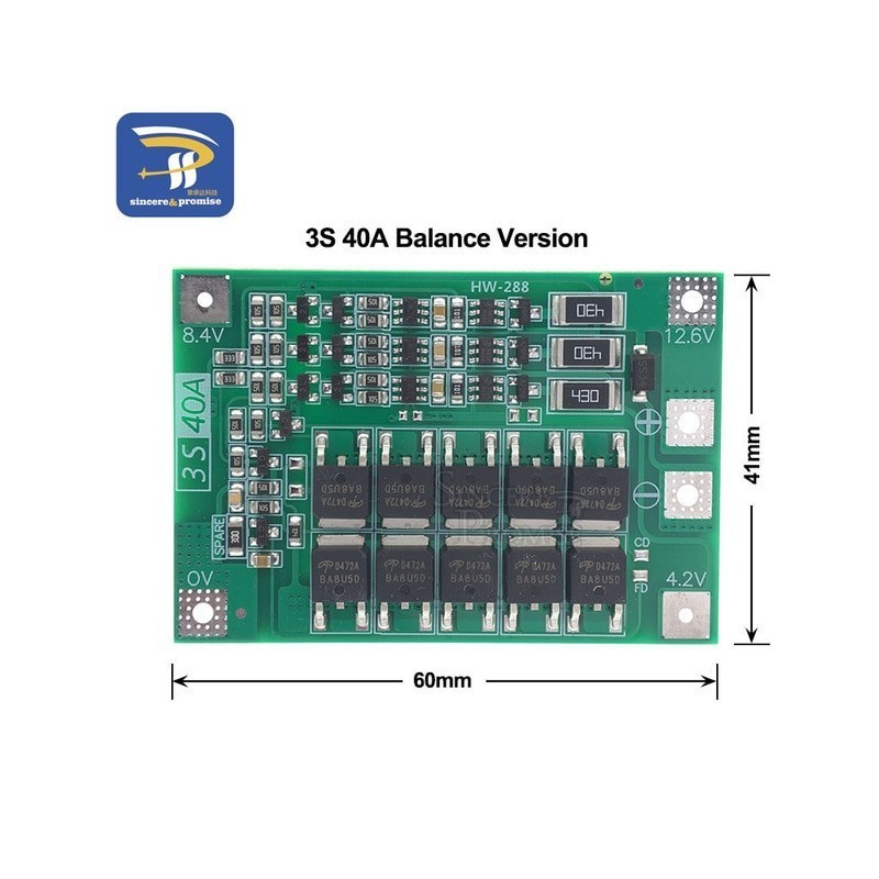 3S 20A Lithium-ion 12V BMS (Buy 2 & Get 1 Switch + 1 LED)