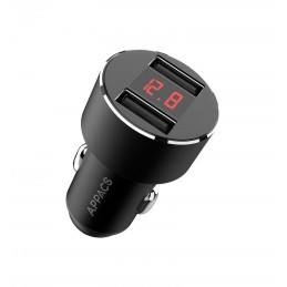 Dual port car USB charger with led Display