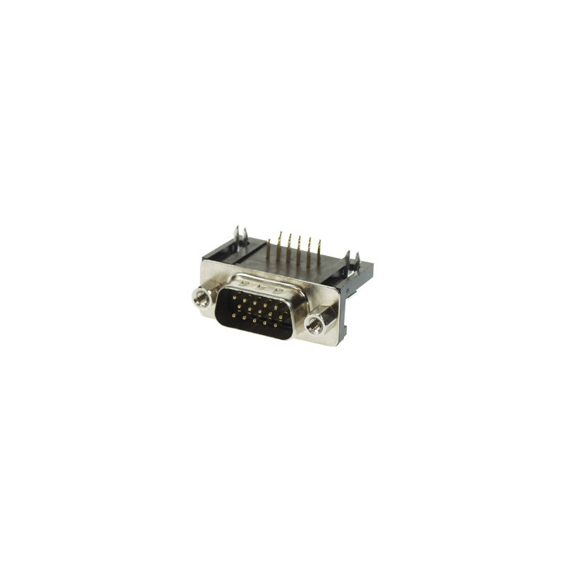 Male 15-Pin Sub-D Connector - High Density - PCB Mounting