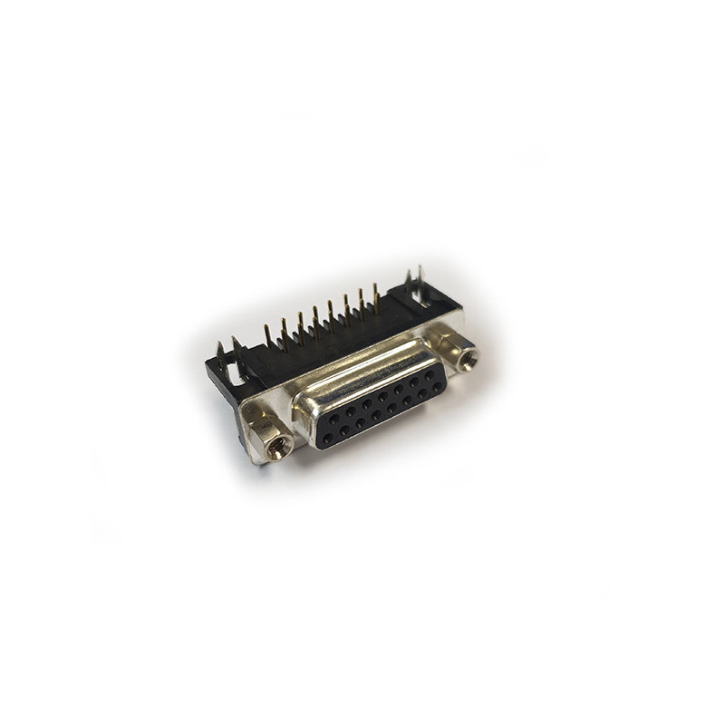 Female 15 Pin Sub D Connector - PCB Mounting Right Angle