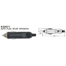 Car Cigarette Lighter Plug Fused w/LED