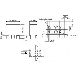TE Connectivity DPDT Non-Latching Relay PCB Mount 12V dc Coil 2