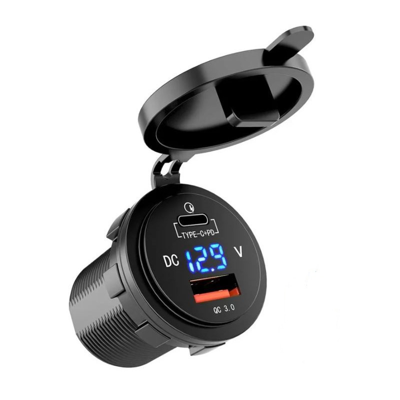Lumeno QC3 USB Charger With Volt Meter & C-Type Port