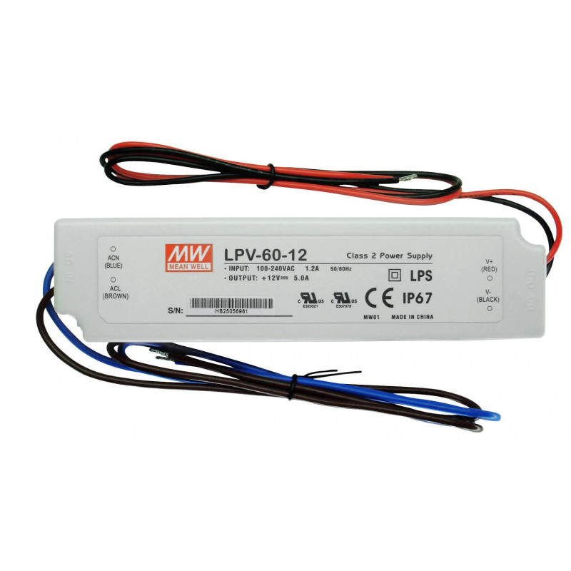 Waterproof 60W 12V 5A IP67 Rated LED Power Supply